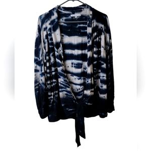 Young Fabulous & Broke Carmen Blue & White Tie Dye Cardigan Size L